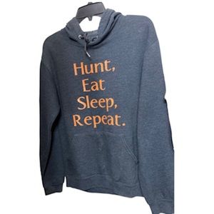 Fruit Of The Loom Graphic “ HUNT-EAT-SLEEP-REPEAT Hooded Sweatshirt Sz:Sm Unisex